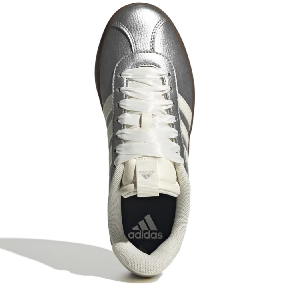 Adidas VL Court 3.0 Women's Shoes - Metallic Silver and White NEW in Box Size 8 - Picture 5 of 14